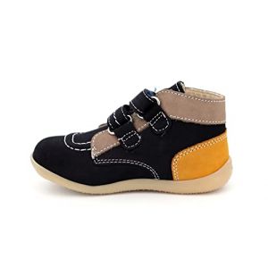 Image de Kickers Garçon Unisex Kinder BONKRO-2 Plat Oxford, Marine Kaki Jaune, 18 EU