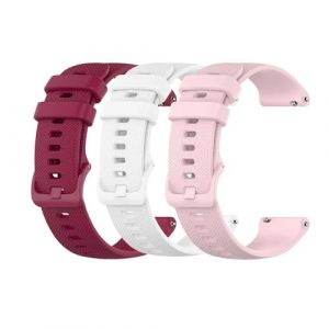 Ociodual Lot de 3 Bracelets de Montre en Silicone 18 mm Bordeaux/Rose/Blanc