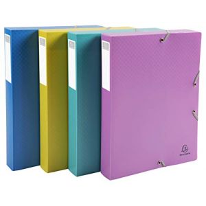 Exacompta Boîte de classement A4 Forever Young en polypropylène recyclé Dos 4 cm - Assortis