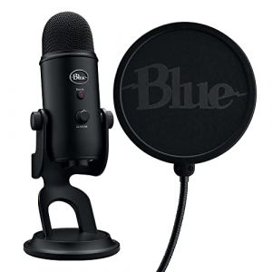 Logitech Microphone Blue Yeti Game Streaming Kit, Micro gaming USB Yeti avec filtre anti-pop personnalise pour PC & Mac - Blackout