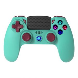Manette Sans Fil Bluetooth Bicolore Style Blueberry pour PS4 avec Prise Jack pour Casque/Boutons Lumineu x