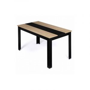 Idmarket Table à manger georgia 6 personnes noire et imitation hêtre 140 x 90 cm - Noir