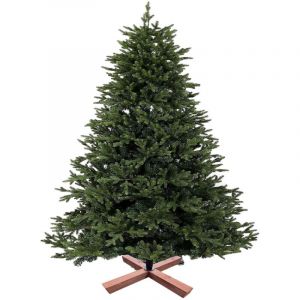 Relaxdays Arbre de Noël artificiel, 150 cm, aiguilles en PVC, support en bois, sac de rangement, sapin vert naturel