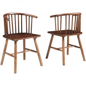 Lot de 2 chaises de salle &agrave; manger Stami effet noyer [en.casa]