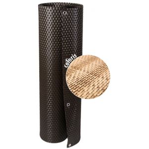 Image de Brise Vue En R&eacute;sine Tress&eacute;e Avec Oeillets M&eacute;talliques Coloris Marron Et Beige 0 9 X 5 M Neuf