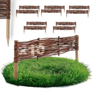 10 x Bordure de parterre en saule BOGATECO Longueur 60 cm & Hauteur 10 cm Bordure de pelouse en bois