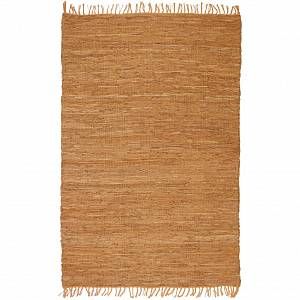 Image de VidaXL Tapis Chindi Cuir tiss&eacute; &agrave; la main 160 x 230 cm Brun roux