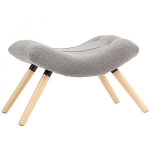 Homcom Repose pied salon ottoman pouf salon tabouret de canap&eacute; en tissu avec pieds en bois de h&ecirc;tre, si&egrave;ge rembourr&eacute;, gris