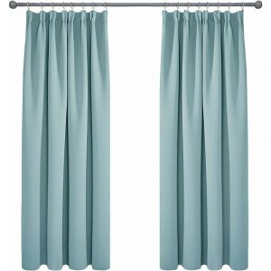 Lot de 2 Rideaux Occultants Isolants Thermiques avec Galon Fronceur, Grande Taille, 168x183 cm, Bleu Ciel - Bleu Ciel - Deconovo