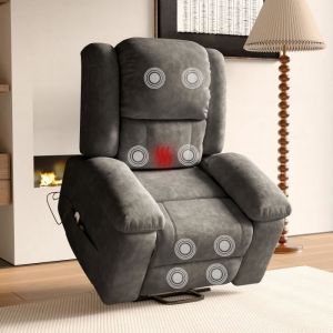 Fauteuil Massage - Fauteuil Relax &eacute;lectrique Fauteuil tv Chaise Longue avec T&eacute;l&eacute;commande, Inclinableen en Tissu - Gris