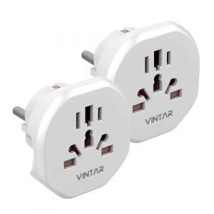 VINTAR 2PC Adaptateur Prise Anglaise vers France,Adaptateur Prise USA vers France,Adaptateur de Voyage pour UK, USA, Canada, Chine, Australie, Italie, Suisse, Prise Monde, Blanc