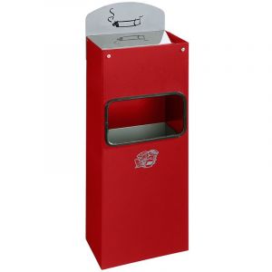 Certeo Cendrier mural avec plaque de signalisation - h x l x p 505 x 200 x 125 mm - rouge feu - Coloris des cendriers: Rouge flamboyant