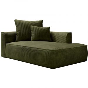 M&eacute;ridienne gauche en velours c&ocirc;tel&eacute; vert kaki PINETA