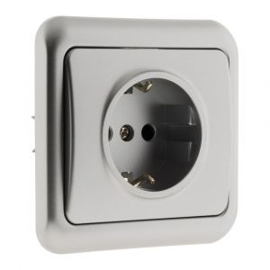 Zenitech Prise encastr&eacute;e Schuko 16A - chrome - Antaria