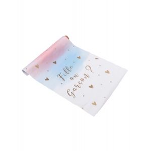 C min de table en tissu Fille ou Gar&ccedil;on rose bleu et or 5 m x 28 cm