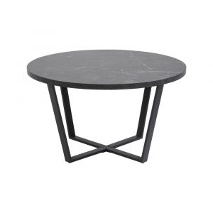 Aurora - table basse ronde - effet marbre noir - 77 cm - Noir