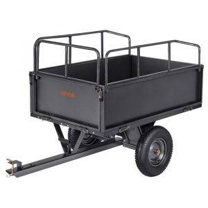 VEVOR Remorque &agrave; Benne Basculante, 481 L, Remorque de Tracteur Tondeuse &agrave; Gazon de Jardin en Acier, Capacit&eacute; de Charge 272 kg, avec Pneus 40,64 cm, Chariot de Transport &agrave; D&eacute;versement, pour VTT, UTV