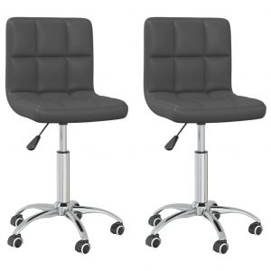 Image de VidaXL Chaises de salle à manger pivotantes 2 pcs Gris Similicuir