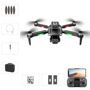 Drone 4K HD avec 3 caméras évitement d'obstacles sur 4 côtés retournement à 360° avec 2 batteries -Noir
