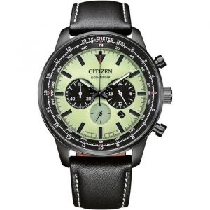 Citizen Montre - Eco-Drive Sports Aviation CA4505-21X - Quartz - Cuir Noir - Cadran Vert