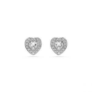 Swarovski Clous d'oreilles Ariana Grande x, Tailles vari&eacute;es, C?ur, Blanches, M&eacute;tal rhodi&eacute;