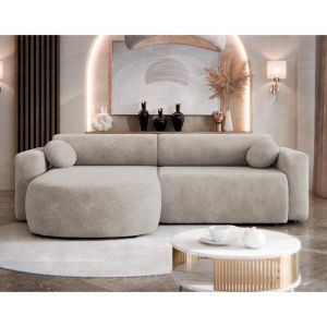Brunello - Canapé dangle réversible 4 places convertible avec coffre en tissu - Taupe
