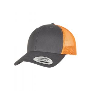 Flexfit 6606T - Unisexe Casquette de camionneur rétro à 2 couleurs Charcoal/Neon Orange
