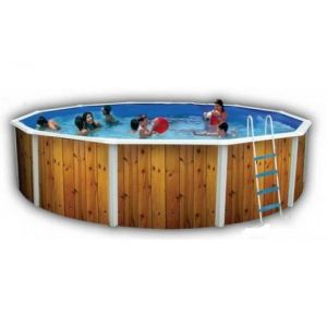 Toi Piscine 8395 - Piscine Veta ronde hors sol en acier aspect bois Ø 550 x 120 cm