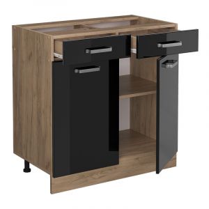 Image de Meuble cuisine R-Line, Noir Haute brillance, 80 cm sans plan de travail, Vicco