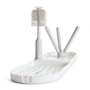 Munchkin Égouttoir de Voyage avec Brosse pour Biberon | Séchage jusqu'à 3 Biberons à la Fois | Inclut une Brosse en Silicone Extensible avec Nettoyeur de Tétine Intégré | Essentiels pour Bébé