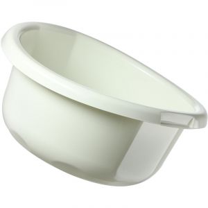 Bassine en Plastique pour le Lavage &agrave; la Main des V&ecirc;tements et de la Vaisselle, Dot&eacute;e d'une Forme Ronde et de Poign&eacute;es Ergonomiques (25L, Cr&egrave;me)
