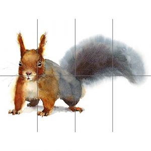 Squirrel Watercolour Cute XL Giant Panel Poster (8 Sections) Aquarelle Mignonne Affiche