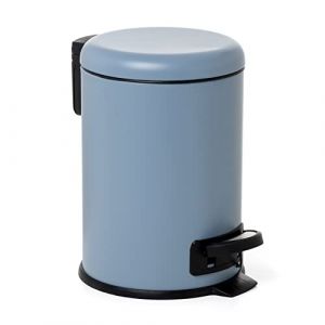 Tatay Poubelle de Salle de Bain avec P&eacute;dale en Acier Inoxydable, 3L Capacit&eacute;, Polypropyl&egrave;ne, Int&eacute;rieur Amovible, Fermeture Soft-Lock, Sans BPA, Bleu. Mesure: 17,5 x 22,5 x 25 cm