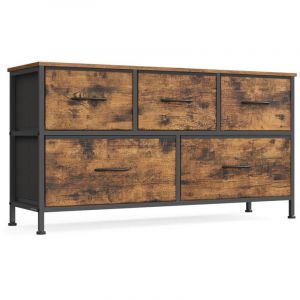 Songmics Commode à 5 tiroirs de rangement pour chambre à coucher marron et noir