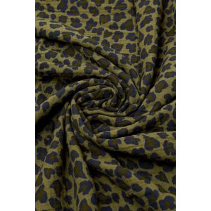 Coupon 3m double gaze l&eacute;opard vert kaki - d Couture - d Couture - Mondial Tissus