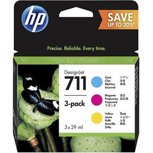 Image de HP P2V32A - Pack de 3 cartouches d'encre n°711  jaune, cyan, magenta