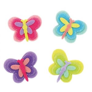 CTOP 8 stickers fleurs et papillons en feutrine couleur pastel - taille: 4,5cm
