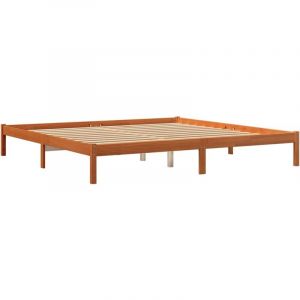 VidaXL Cadre de Lit, Lit Double avec Sommier à Lattes, Lit Adulte, Meuble de Chambre à Coucher, Moderne, Cire Marron 180x200 cm Bois de Pin Massif