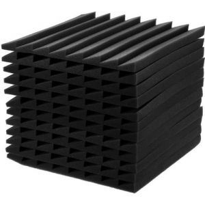 12 Pièces Mousse Insonorisante Panneaux Muraux Acoustiques Studio 30X30X2.5cm Noir