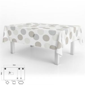 ORYX 5544027 Nappe en Toile cirée rectangulaire avec Impression de Cercles Beiges Imperméable, Anti-Taches, en PVC, 140 x 250 cm Peut être coupée, pour Une Utilisation à l’intérieur et à l’extérieur