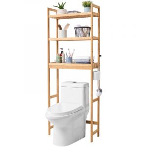 &Eacute;tag&egrave;re WC-VEVOR-Meuble de Rangement au-Dessus des Toilettes R&eacute;glable &agrave; 3 Niveaux-Organisateur Convient &agrave; la Plupart des Toilettes