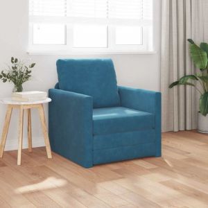 VidaXL Canap&eacute;-lit avec coussin Bleu 74 x 77 x 81 cm Velours