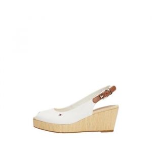 Tommy Hilfiger Femme Chaussures Semelles Compensées Espadrilles Iconic Elba Sling Back Wedge Talon Compensé, Blanc (Ecru), 40