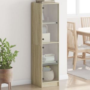 VidaXL Buffet Avec Portes En Verre Chêne Sonoma 35x37x142 Cm