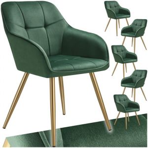 TecTake Chaise marilyn aspect velours capitonné Lot 6 chaises de salle à manger avec vert/or -