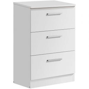 Pegane Table de chevet de 3 tiroirs coloris blanc - longueur 40 x profondeur 31 x hauteur 66 cm