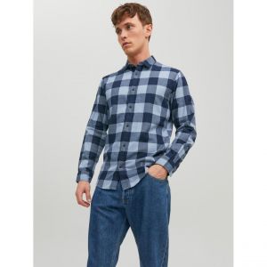 Image de Jack & Jones JJEGINGHAM Twill Shirt L/S Noos Chemise, Flint Stone/Coupe : Coupe ajust&eacute;e, L Homme