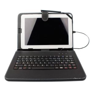 Image de Duragadget Etui aspect cuir avec clavier intégré, port de maintien et stylet pour tablette Archos Arnova 101 XS Gen 10, 10b, 10c G3 et 101 G4 10,1"