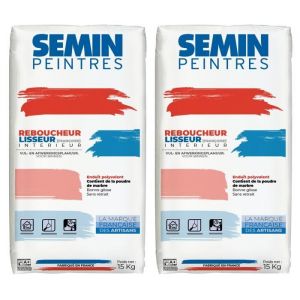 Enduit de Rebouchage et Lissage Semin (Françoise), Intérieur, en Poudre, sac 15 kg, Lot de 2