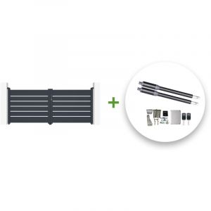 Casanoov - Portail battant &eacute;lectrique vogel 300x120cm blanc + Motorisation ranger B150